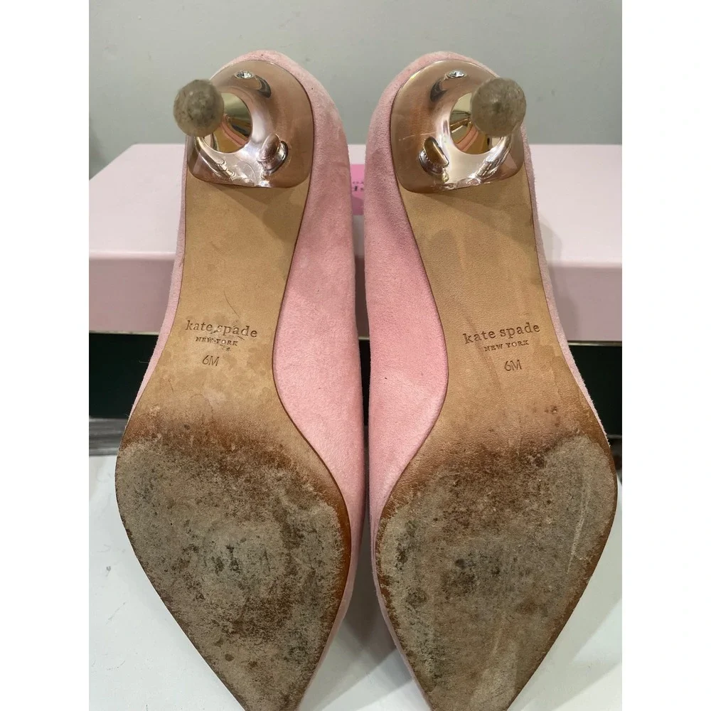 Kate‎ Spade Coco Pink Suede Pointed Toe Kitten Heel Pumps Womens 6M